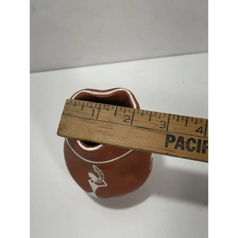 Handmade Terracota Small Vase‎ Dancing Women Playing Wavy Egged See Pictures